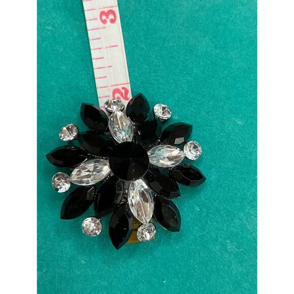 Vintage Runway Statement Jet Black Clear Rhinestone Maltese Cross Brooch Pin - Picture 6 of 7
